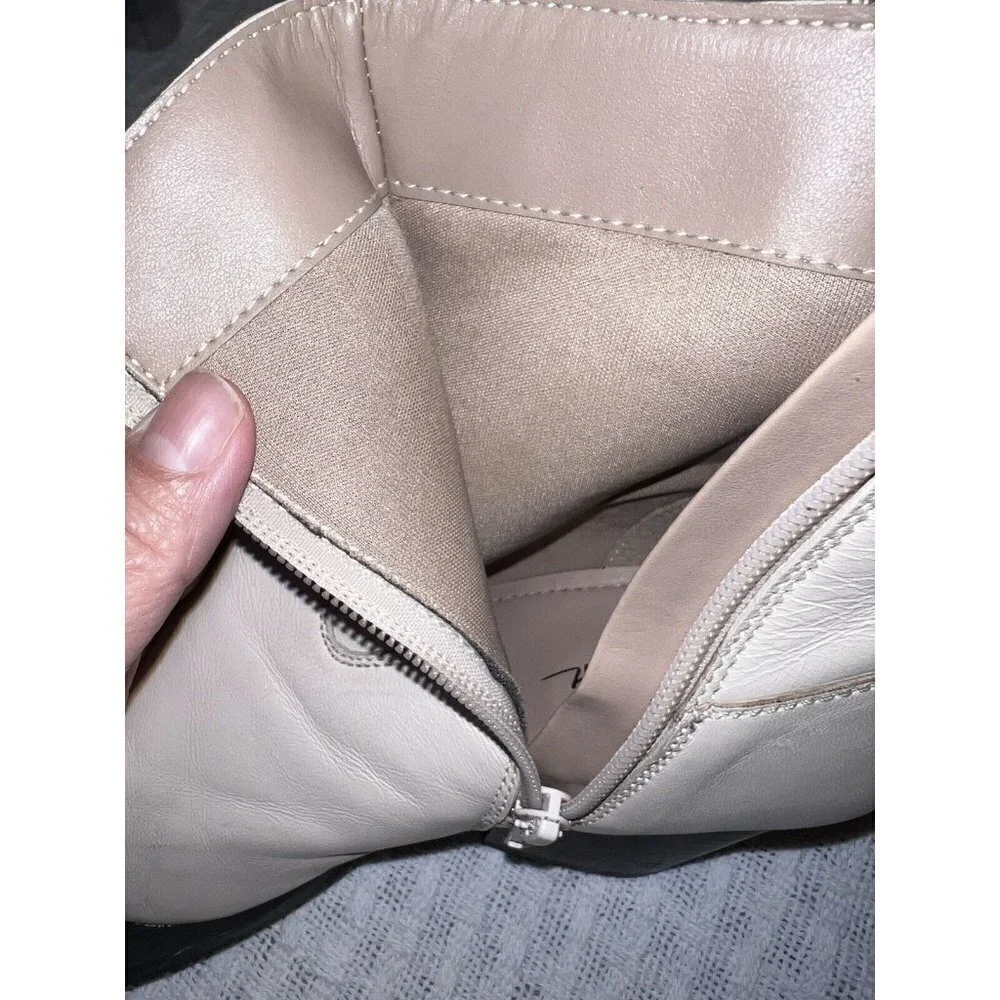 NASTY GAL Contrast Off White Leather Western Ankle Heel Boots - Picture 10 of 15